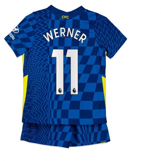 Camisola Chelsea Timo Werner 11 Criança Equipamento Primeiro 2021-2022 Manga Curta